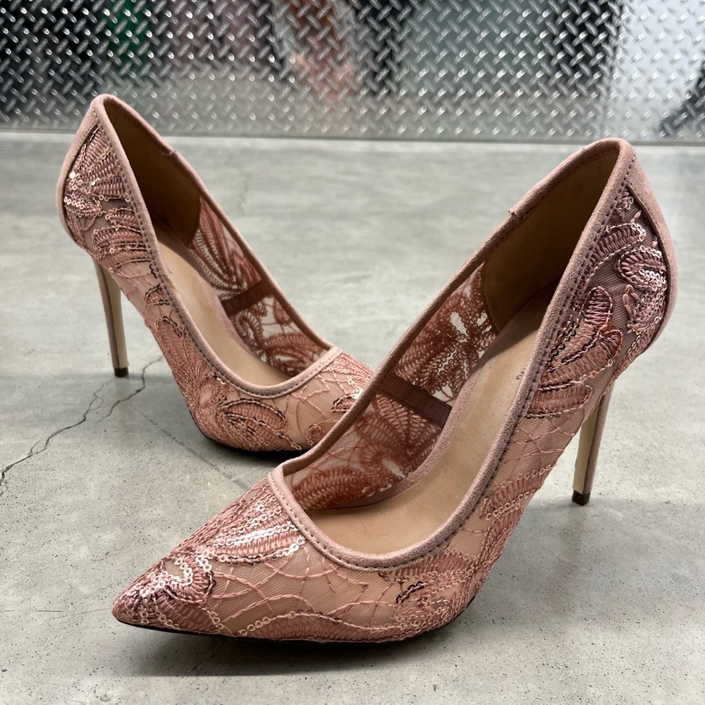 Call It Spring Blush Lace Heels